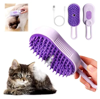 Produktbild von 3-in-1 Katzen Dampfbürste mit Spray- und Massagefunktion für Katzen und Hunde