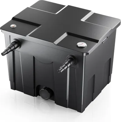 Image de SunSun CBF-350 Filtre Biologique de Bassin ou d’étang 1 chambre - 415 x 515 x 395 mm - capacité max 12000 l / débit 8000 l/h - raccords Ø 20 mm, Ø 40 mm - Filtration eau à grand débit