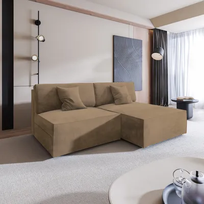 Produktbild von Masseno Ecksofa FIORO M mit Schlaffunktion L-Form, Sofa mit Bettkasten, Wohnzimmersofa, Couch, Soffa, Bettsofa, Couchgarnitur- Beige, MONOLITH 09