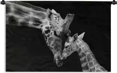 Produktbild von MuchoWow® Wandteppich Wandbehang Giraffe - Wildtiere - Porträt - Schwarz-Weiß 120x80 cm Tapisserie Dekoration Wandtuch - Wanddekorationen - Wandtücher