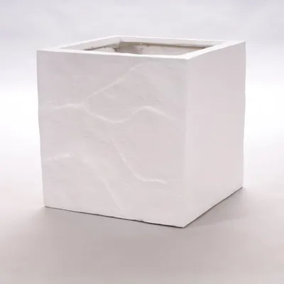 Produktbild von Elegant Einrichten | Pflanzkübel | Fiberglas | Stein-Optik | quadratisch | 30x30x30cm | weiß.