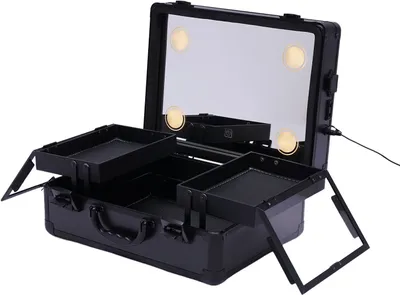 Zdjęcie produktu dla Kosmetyczka do makijażu Pudełko kosmetyczne ABS Organizer kosmetyczny Pudełko kosmetyczne z lusterkiem 4 diody LED