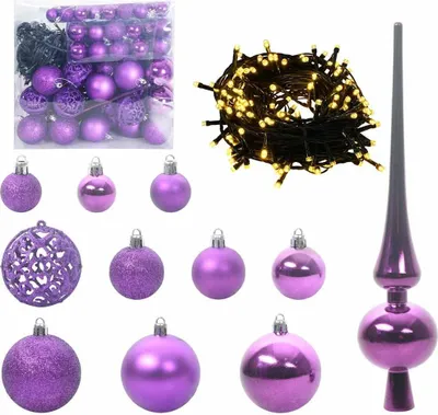 Immagine prodotto di vidaXL Set di palline natalizie, 120 pezzi, 300 LED, luce bianca calda, diametro 6 cm