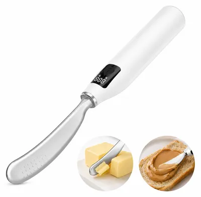 Produktbild von Elektrischer Butterstreicher mit Heizfunktion, wiederaufladbares Buttermesser aus Edelstahl mit Display, praktische Küchenhilfe und Geschenk für Butterliebhaber
