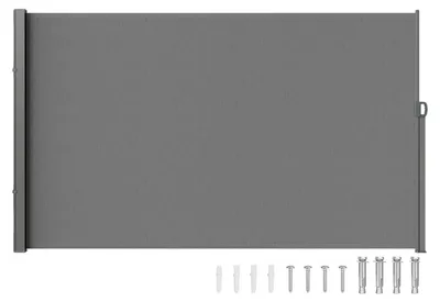 Immagine prodotto di Tenda da sole laterale VEVOR 180 x 350 cm Tenda da sole a parete laterale in tessuto di poliestere da 180 g/m² con rivestimento inPoliuretanoTenda da sole a scomparsa con meccanismo a molla Schermo privacy per balconi Pazienti Grigio