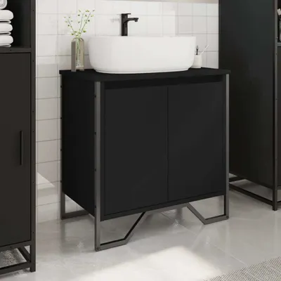 Produktbild von Stabli Waschbeckenunterschrank Schwarz 60x35x60cm Holzwerkstoff - DE135238 - Badezimmerschränke