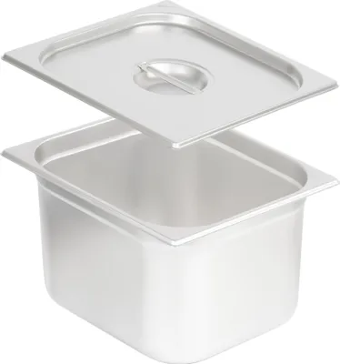 Produktbild von Mahlzeit GN Behälter 2/3 mit Deckel, Höhe 200 mm, Edelstahl Wärmebehälter, Geeignet für Chafing Dish