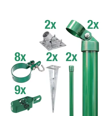 Zdjęcie produktu dla Alberts 601621 Zestaw narożny do ogrodzenia z siatki plecionej ec zielony, zestaw, drut, zielony, EBH, 2000, cynkowo-fosforanowany zielony, z tuleją wbijaną, słupek bramy EBH: 78 mm, wysokość ogrodzenia: 20 cm
