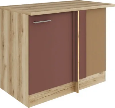 Produktbild von Optifit Eckunterschrank Bari407 BxTxH 110 x 60 x 84,8 cm rostrot matt zerlegt Anschlag reversibel KUBA UEL106-9+
