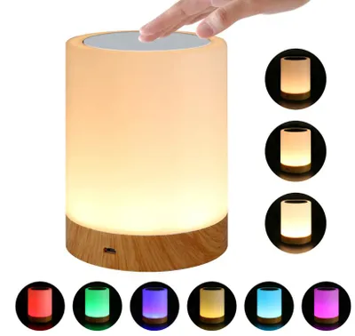 Produktbild von LED Nachttischlampe, Touch Dimmbar Atmosphäre Tischlampe für Schlafzimmer Wohnzimmer,Tragbar Nachtlicht mit 16 Farben und Warmes Weißes Farbwechsel