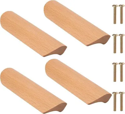 Produktbild von Holzschubstangen 96 mm - Möbelgriff für Türen und Schubladen - 4 Stück