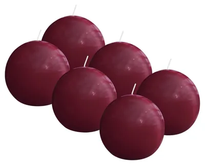 Produktbild von Bolsius Essentials - Glatte Kugelkerze - Rot - Glänzend - 7cm - 6 Stück - 16 Stu