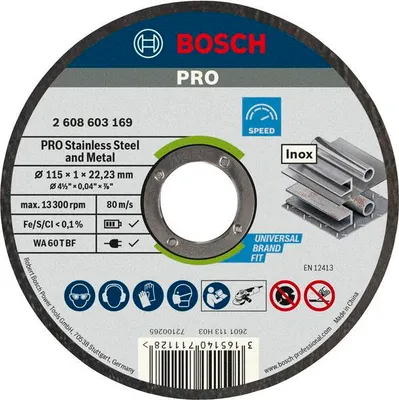 Produktbild von PRO Stainless Steel and Metal Trennscheibe, 115 x 1 x 22.23 mm, gerade, 10-tlg.