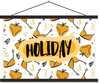Produktbild von MuchoWow® Textilposter Sommer - Gelb - Bikini 60x40 cm mit schwarzem Rahmen - Hölzernes