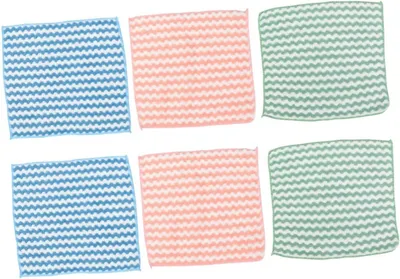 Produktbild von 6 saugfähige, weiche und langlebige Mikrofasertücher für Geschirr, Arbeitsplatten und die vielseitige Küchenreinigung, waschbare Spültücher in Blau, Rosa und Grün