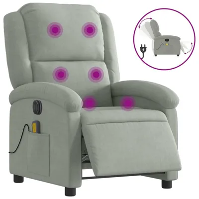 Produktbild von Massagesessel Elektrisch Hellgrau Samt