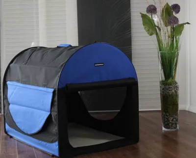 Produktbild von Tiertransportbox REX L Marine-Blau Hundebox Hundetransportbox faltbar Autotransportbox Katzen Hunde