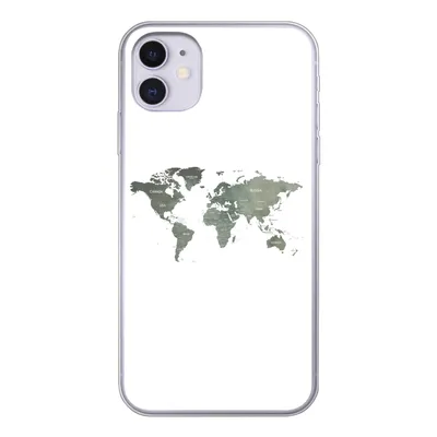Produktbild von MuchoWow® Handyhülle Schutzhülle Hülle für iPhone 11 Weltkarte - Grün - Weiß Silikon Softcase Handy Hülle - Handytasche