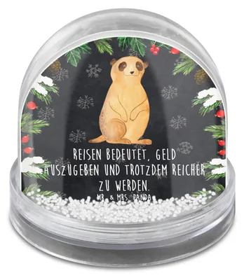 Produktbild von Mr. & Mrs. Panda Weihnachts Schneekugel Erdmännchen - Kreidetafel - Geschenk, Schüttelkugel, Traveling, Spruch, Reisen, dekoartikel, Afrika, Weihnachten, schnee kugel