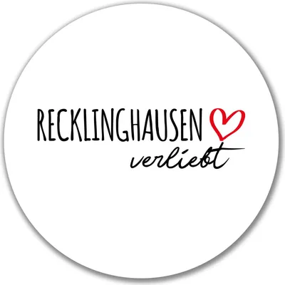 Produktbild von Huuraa Aufkleber Recklinghausen verliebt 10cm rund Sticker Geschenkidee