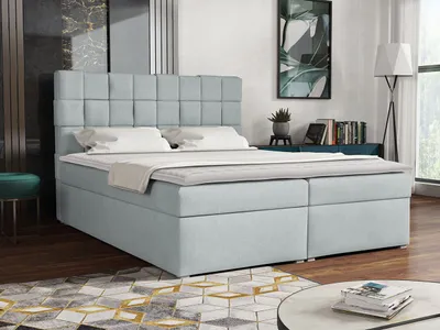 Obrázok produktu pre Kontinentálna manželská posteľ 160x200 WARNOW 1 - svetlá šedá + topper ZDARMA
