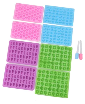 Obrázek produktu pro 10 kusů silikonových forem na cukrovinky, mini dinosaury, medvídky, srdíčka, donuty, odolné vůči vysokým i nízkým teplotám, s odkapávačem pro domácí použití