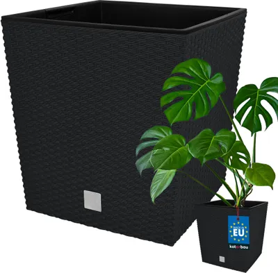 Produktbild von KOTARBAU® Blumentopf 400mm Übertopf mit Innentopf für Pflanzenzucht Anthrazit