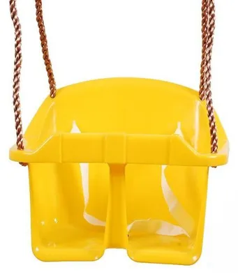 Image de Balançoire enfant - Jaune - Siège en plastique - Avec cordes réglables - Résistant aux intempéries