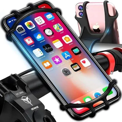 Zdjęcie produktu dla Silikonowy uchwyt na telefon do motocykla, przeznaczony do smartfonów o przekątnej ekranu od 3,5 do 6,5 cala – obracany o 360 stopni – do motocykli