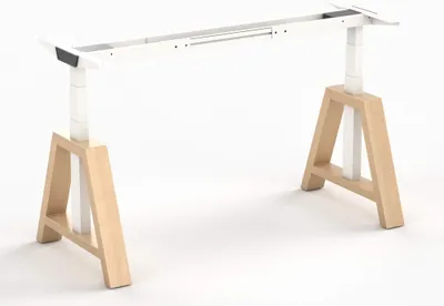 Produktbild von Worktrainer - OakDesk Höhenverstellbarer Schreibtisch - Elektrisches Gestell - Höhe 73,5 - 137,5 cm - Breite 102 - 170 cm - Weiß / Weiß - Mit Memory-Funktion