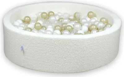 Zdjęcie produktu dla Dry Pool 110x30 Boucle White 400 kulek: przezroczyste, białe, masa perłowa, jasnozłote