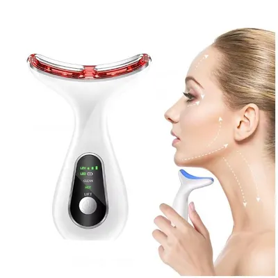 Produktbild von Nacken-Gesichtsgerät Vibrationsmassage für Gesicht und Hals Gesichtsstraffungsgerät Mikrostromtherapie Rotlichttherapie Anti-Falten-Behandlung