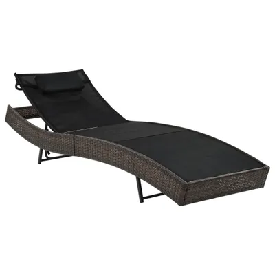 Image de vidaXL Bain de soleil en poly rotin brun et noir