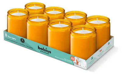 Zdjęcie produktu dla Bolsius Horeca Star Light Szklanka 82/68 w kolorze bursztynowym (8 sztuk)