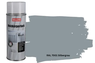 Produktbild von OELLERS Heizkörperlack Spray RAL 7001 Silbergrau 400 ml Sprühlack glänzend | Hitzebeständig, strapazierfähig | Hochdeckende Sprühfarbe für Heizkörper