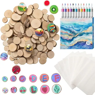 Holzscheiben 120 Stück, 1,5–2,5 cm, DIY-Bastelholz, natur