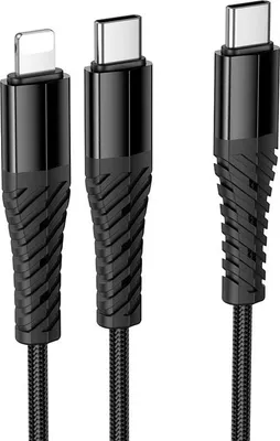 Immagine prodotto di Cavo 2in1 da USB C a USB C+Lightnig Hoco 1 m X123 nero