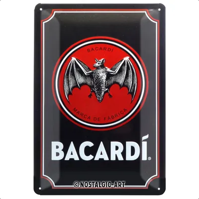 Image de Nostalgic-Art - Plaque en métal 20 x 30cm - Bacardi - Bacardi Logo Black