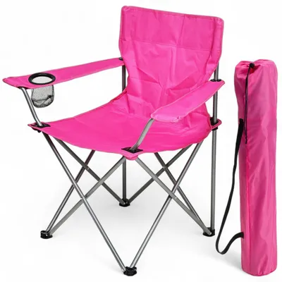 Imagen del producto de Silla plegable - Silla de camping con portavasos - Silla de metal ligera - Incluye bolsa de transporte - Capacidad de carga de hasta 110 kg - Dimensiones: 81 x 51 x 42 cm