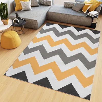 Image de Tapis MAYA Moderne Crème Gris Jaune Chambre à coucher  200 x 250 cm