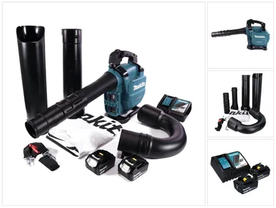Produktbild von Makita DUB 363 RG2V Akku Gebläse / Laubsauger 36 V ( 2x 18 V ) Brushless + Absaug Set + 2x Akku 6,0 Ah + Ladegerät