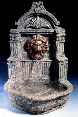 Immagine prodotto di Casa Padrino Mini fontana a muro barocca leone grigio h. 31 cm - Fontana da giardino in stile barocco