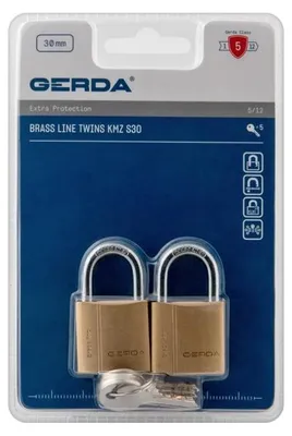 Obrázok produktu pre Mosadz Line Kmz S30 Twins Visiaci zámok Sada Blister