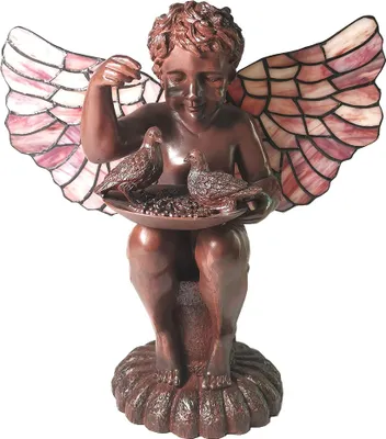 Immagine prodotto di Clayre & Eef Lampada da tavolo Tiffany Angel 41x26 cm Vetro rosa marrone