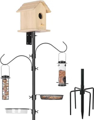 Produktbild von Vogelhaus-Stangenhalterungsset 196 cm verstellbar schäferhaken vogelfutterstation Stützstange Schwarz