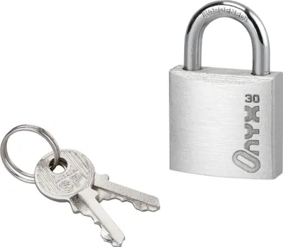 Image de Cadenas à clé, alu, 30mm, anse acier cémenté nickelé, 2 clés - SP