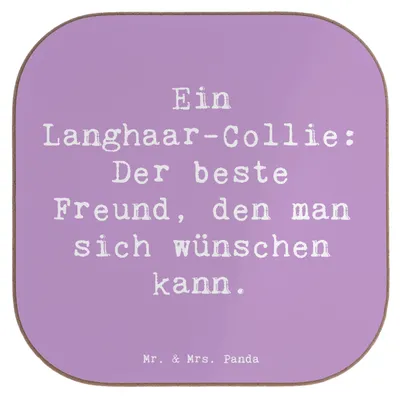 Produktbild von Mr. & Mrs. Panda Untersetzer für Gläser Spruch Langhaar Collie Freund - Lavendeltraum - Geschenk, Spielkamerad, Hundeliebhaber, Hunderassen Beschreibung, liebevolle Natur