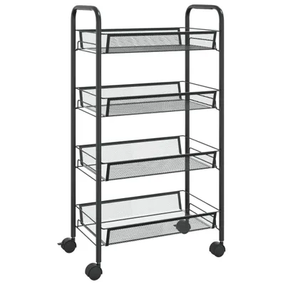 Zdjęcie produktu dla vidaXL Wózek kuchenny 4 półki czarny 46x26x85 cm żelazo