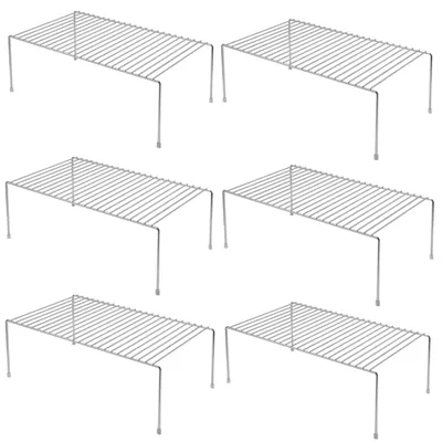 Produktbild von Küchenschrank-Organizer, Set mit 6 großen (40 x 24 cm) Edelstahl-Drahtregalen für Gewürze, Schränke, Arbeitsplatten und Küchenutensilien (Chrom)