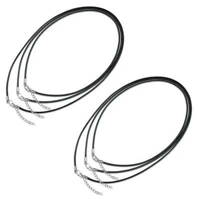 6 Lederbänder für Kette, 1,5 mm, 50/55/60 cm, mit Verschluss